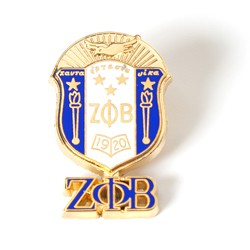 Zeta Phi Beta jewelry 3 D Color Shield Pin with drop letters