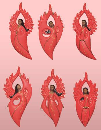 Flat Style Angel Ornaments in Red