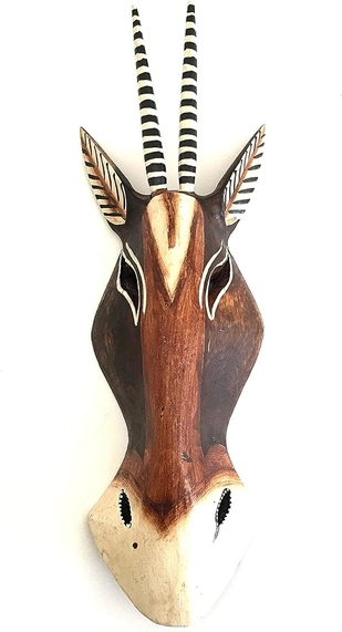 Antelope Giraffe African Mask Wooden Jungle Safari Wall Deco