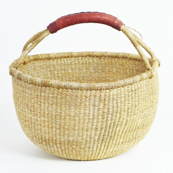 Medium African Bolga Ghana Market Basket Dye Free 11"-13"