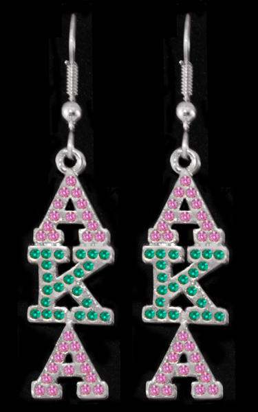 Alpha Kappa Alpha Swarovski Crystal Earrings silver