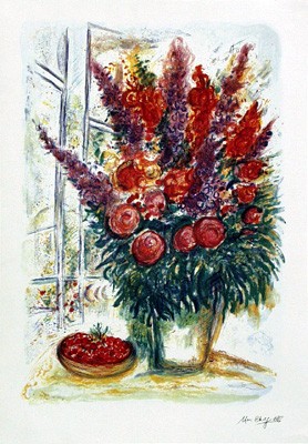 Bouquet with Bowl of Cherries