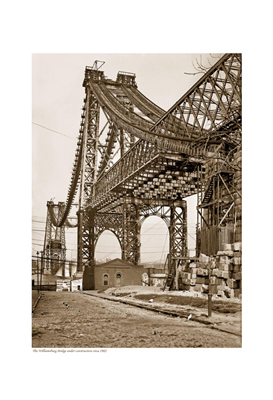 Williamsburg Bridge Under Construction; circa 1902 (sepia)
