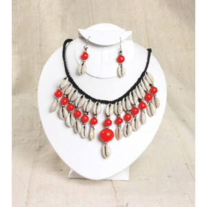 Cowrie Shell Jewelry Set-Red