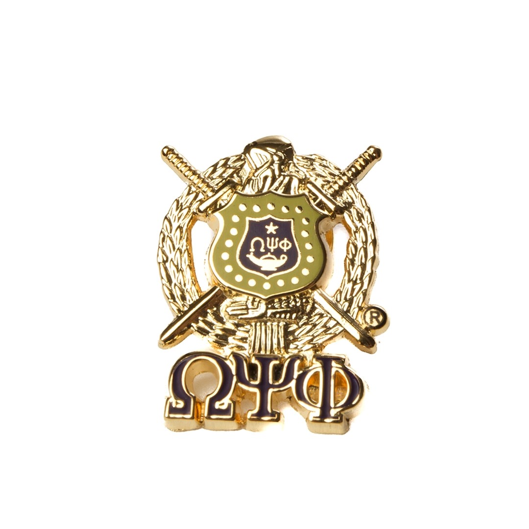 Omega Psi Phi Jewelry 3 D Color Shield Pin with Letters