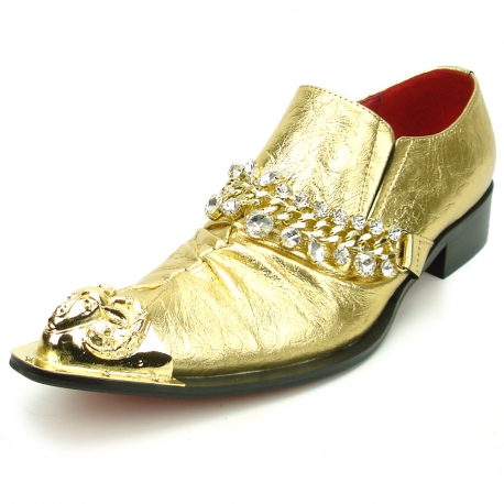 Metal Tip Fiesso Designer Shoe Gold