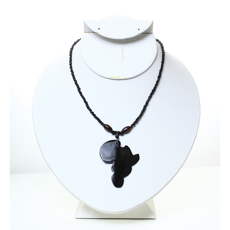 Africa Pendant Necklace: Solid Black