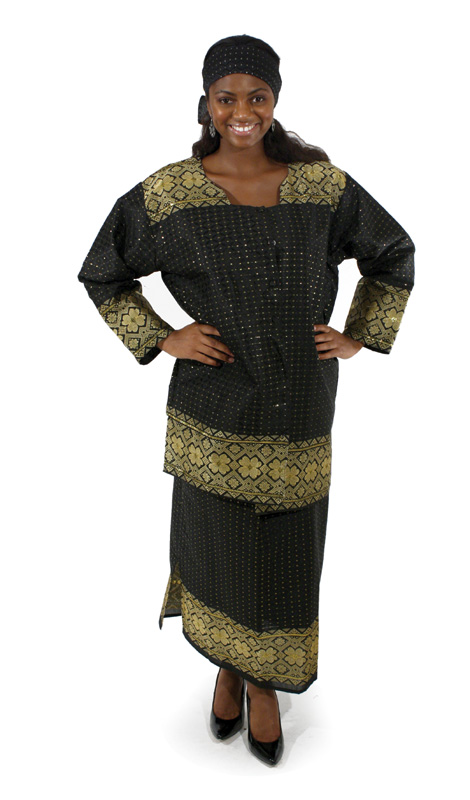 African George Fabric skirt Set - Black