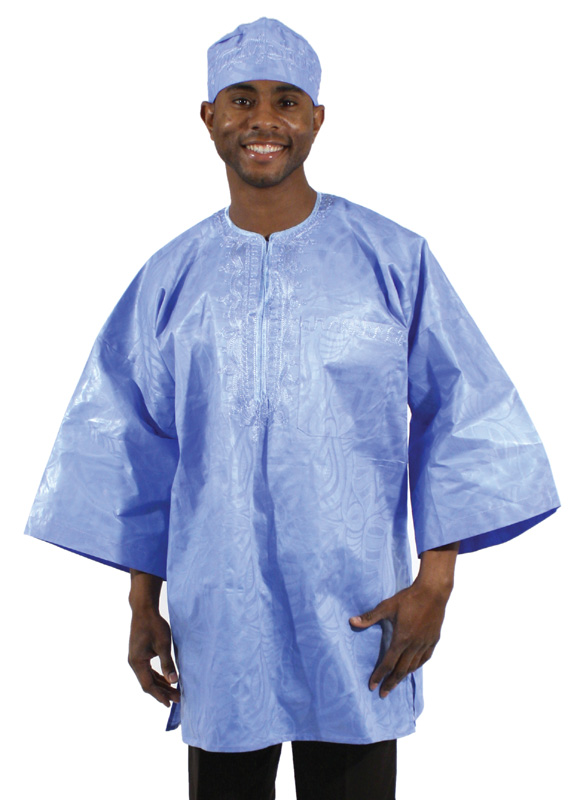African Brocade fabric Dashiki blue