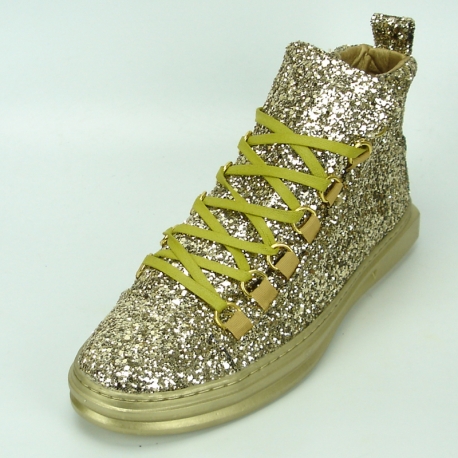 Gold Glitter Hight top Boots gold