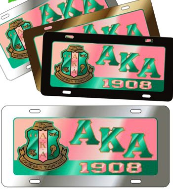 Alpha Kappa Alpha domed license plate