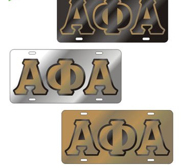 Alpha Phi Alpha license plate Outlined Mirror